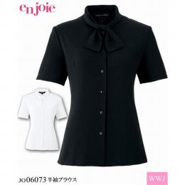 事務服 enjoie 06073 ブラウス 半袖 リボン風の襟が清楚な雰囲気 JO06073
